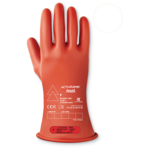 Gants isolants pour travaux &eacute;lectriques ActivArmr de classe 0, 11, 11" lo, Niveau 1, ASTM D120/ATSM F2675:2021/IEC 614821-2:2014 Planification Entrepots Molloy