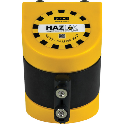 Syst&egrave;me de barri&egrave;re de s&eacute;curit&eacute; HAZLOK, Plastique, Fixation magn&eacute;tique, 30', Ruban Noir et jaune Planification Entrepots Molloy