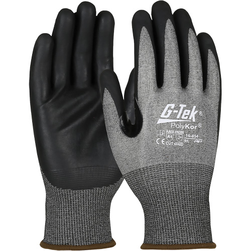 Gants r&eacute;sistant &agrave; la coupe G-Tek avec capacit&eacute; pour &eacute;cran tactile, Taille 2T-Grand, Calibre 18, Rev&ecirc;tement Mousse de nitrile, Enveloppe en PolyKor, ASTM ANSI niveau A4/EN 388 niveau D Planification Entrepots Molloy