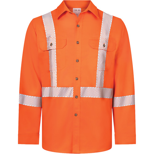 Avenger 7 oz Deluxe Segmented Striped High-Visibility Work Shirt, Style 652, Men's, Medium, Orange Planification Entrepots Molloy