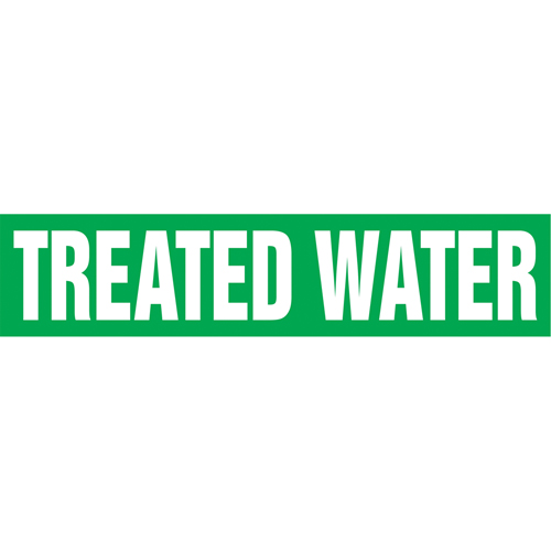 Marqueurs de tuyau "Treated Water", Autocollant, 2-1/2" h x 12" la, Blanc/vert Planification Entrepots Molloy