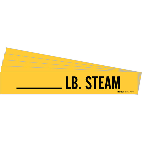 "LB. Steam" Pipe Markers, Self-Adhesive, 2-1/4" H x 2-3/4" W, Black on Yellow Planification Entrepots Molloy