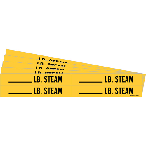 Marqueurs de tuyau avec espace vierge suivi de LB. Steam, Autocollant, 1-1/8" h x 7" la, Noir sur jaune Planification Entrepots Molloy