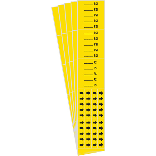 Marqueurs de tuyau PSI, Autocollant, 2-1/4" h x 2-3/4" la, Noir sur jaune Planification Entrepots Molloy