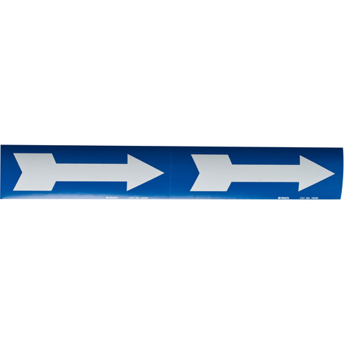 Arrow Pipe Markers, Self-Adhesive, 4" H x 12" W, White on Blue Planification Entrepots Molloy