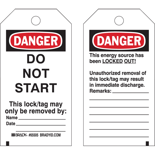 Lockout Tags, Plastic, 3" W x 5-1/2" H, English Planification Entrepots Molloy