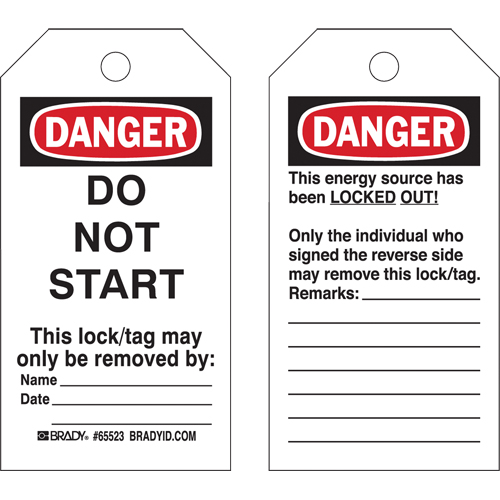 Lockout Tags, Plastic, 3" W x 5-1/2" H, English Planification Entrepots Molloy
