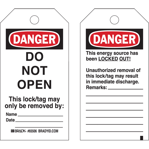 Lockout Tags, Cardstock, 3" W x 5-3/4" H, English Planification Entrepots Molloy
