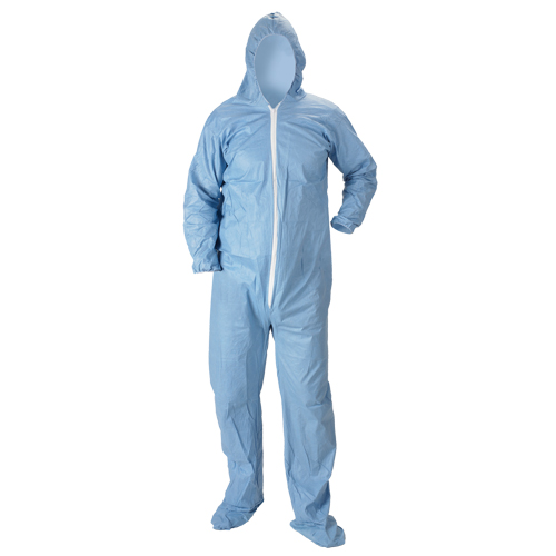 Pyrolon&reg; Plus 2 FR Hooded Coveralls With Boots, Small, Blue, FR Treated Fabric Planification Entrepots Molloy