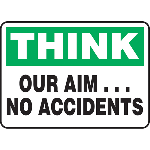 Enseigne  Our Aim… No Accidents , 7" x 10", Aluminium, Anglais Planification Entrepots Molloy