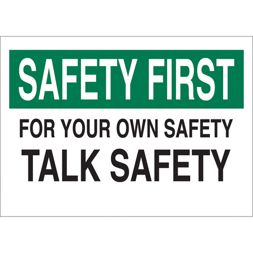 "Talk Safety" Sign, 10" x 14", Aluminum, English Planification Entrepots Molloy