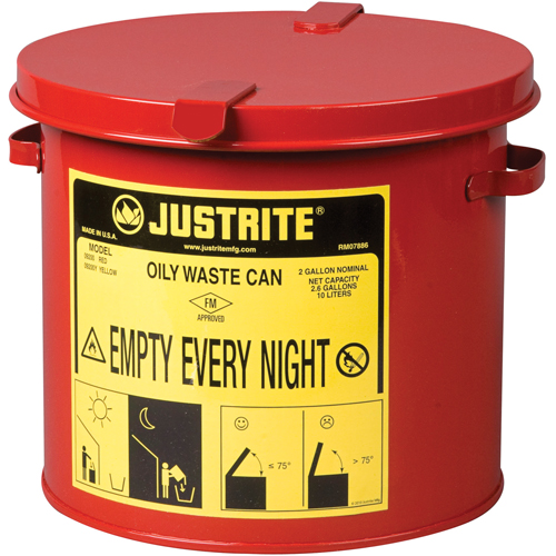 Contenants pour d&eacute;chets huileux, Homologu&eacute; FM/List&eacute; UL, 2 gal. US, Rouge Planification Entrepots Molloy