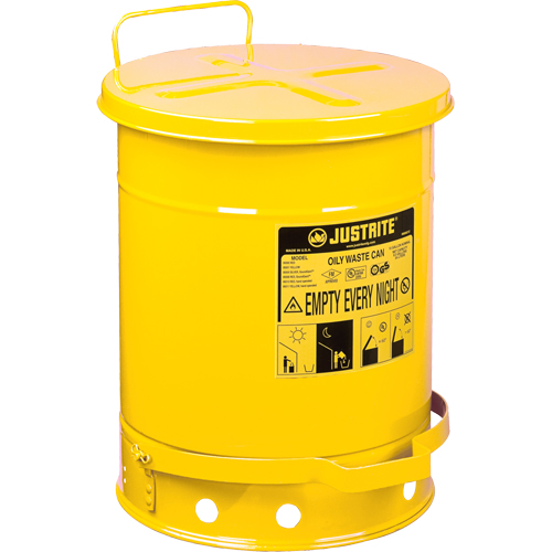 Contenants pour d&eacute;chets huileux, Homologu&eacute; FM/List&eacute; UL, 14 gal. US, Jaune Planification Entrepots Molloy
