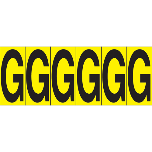 Individual Adhesive Letter Markers, G, 2-15/16" H, Black on Yellow Planification Entrepots Molloy