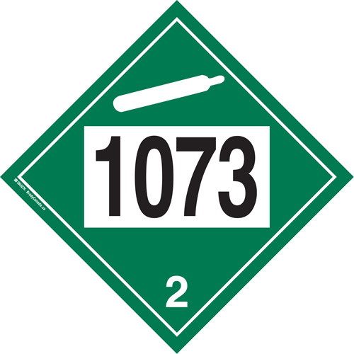 Plaque-&eacute;tiquette TMD 1073 pour gaz ininflammable oxyg&egrave;ne liqu&eacute;fi&eacute;, Plastique Planification Entrepots Molloy