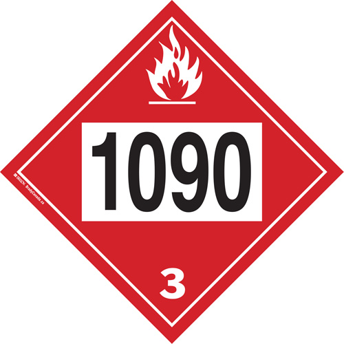 Plaque-&eacute;tiquette TMD 1090 pour liquide inflammable ac&eacute;tone, Plastique Planification Entrepots Molloy