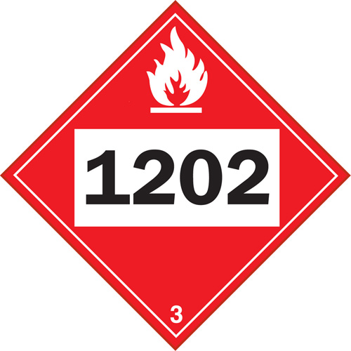 Plaque-&eacute;tiquette TMD 1202 pour liquide inflammable huile combustible, Vinyle adh&eacute;sif Planification Entrepots Molloy