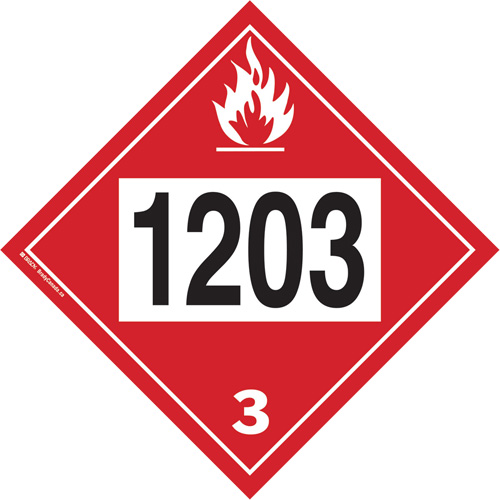 Plaque-&eacute;tiquette TMD 1203 pour liquide inflammable essence & essence-alcohol, Plastique Planification Entrepots Molloy
