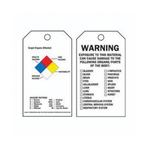Right-To-Know Tags, Polyester, 3" W x 5-3/4" H, English Planification Entrepots Molloy