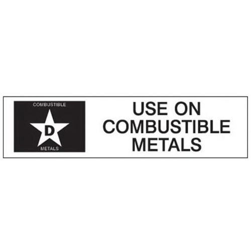 "D: Use on Combustible Metals" Fire Extinguisher Label Planification Entrepots Molloy