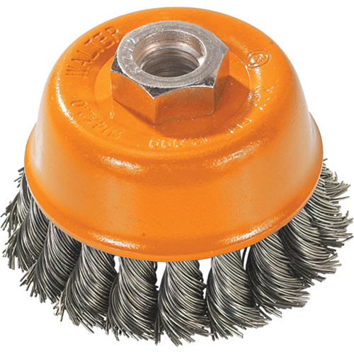 Knot-Twisted Wire Cup Brush, 3" Dia. x 5/8"-11 Arbor Planification Entrepots Molloy