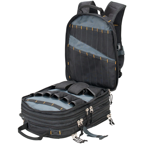 Sacs &agrave; dos pour outils &agrave; 75 pochettes, 13" lo x 17-1/2" la, Noir, Nylon Planification Entrepots Molloy