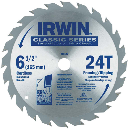 Contractor Saw Blades - Classic Series Saw Blades, 6-1/2", 24 Teeth, Wood Use Planification Entrepots Molloy