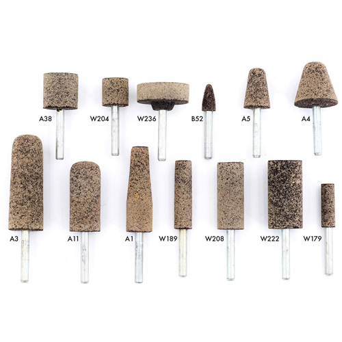 Meules r&eacute;sinoides mont&eacute;es sur tige A36Q, A11, Oxyde d'aluminium, 11/16" dia., 2" lo, 36 Grain Planification Entrepots Molloy