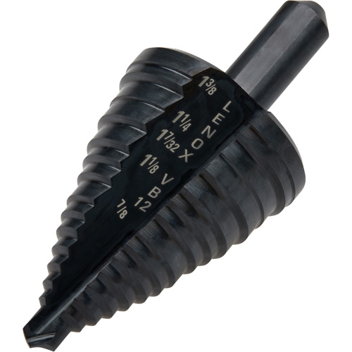 #12 Step Drill Bit, 7/8" - 1-3/8" , 3/8" Increments, High Speed Steel Planification Entrepots Molloy
