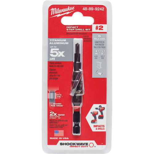 Foret &eacute;tag&eacute; #2 Shockwave Impact Duty, 3/16" - 1/2", Incr&eacute;ments de 1/16", Titane Planification Entrepots Molloy