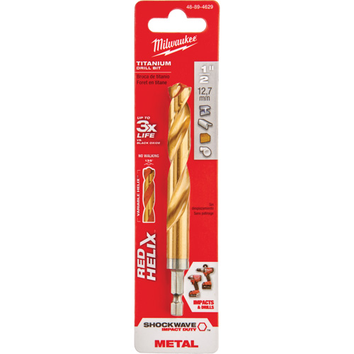 Foret Shockwave, 1/2", Titane, Cannelure 3-21/64, Pointe de 135° Planification Entrepots Molloy
