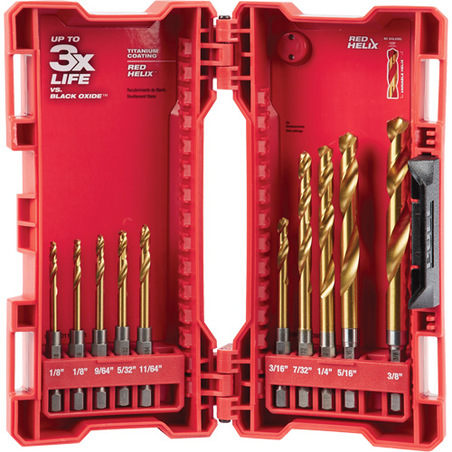 Jeu de forets Shockwave Red Helix, 10 morceaux, Titane Planification Entrepots Molloy