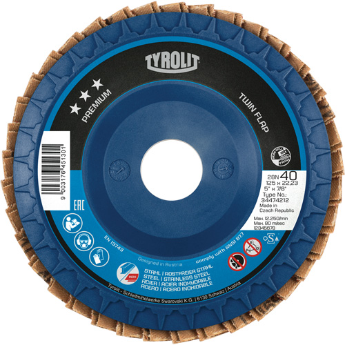 Disque &agrave; lamelles Twin Flap, 5" x 7/8", Type 27, Grain 40, C&eacute;ramique/Alumine de zirconium Planification Entrepots Molloy
