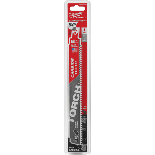 Lame de scie Torch Sawzall, Carbure, 7 Dents par pouce, 9" lo x 1" la Planification Entrepots Molloy