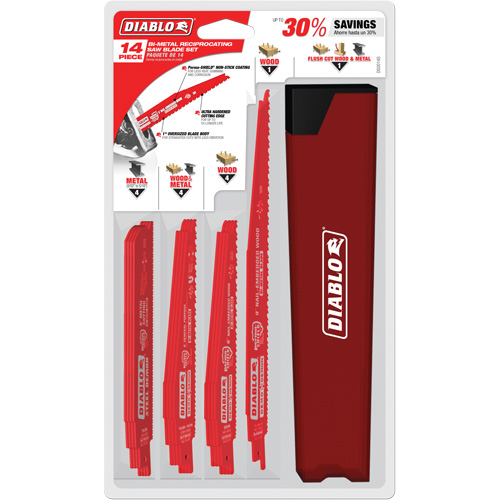 Jeu de lames de scie alternative pour d&eacute;molition du m&eacute;tal et du bois avec clous Planification Entrepots Molloy