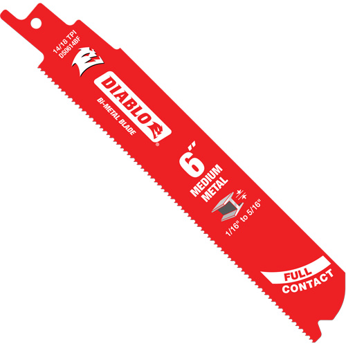 Lame de scie alternative de s&eacute;rie moyenne pour le m&eacute;tal, Bim&eacute;tal, 14-18 Dents par pouce, 6" lo x 1" la Planification Entrepots Molloy