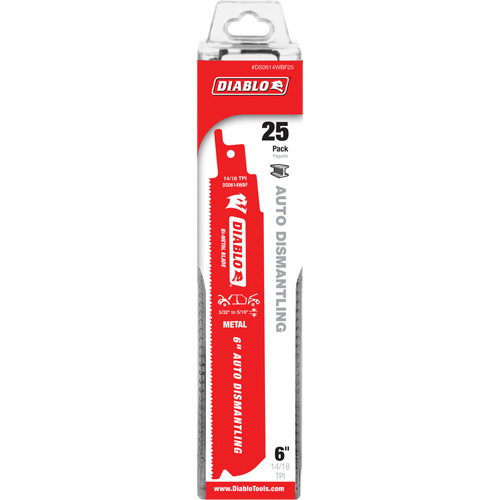 Lame de scie alternative autod&eacute;montage, Bim&eacute;tal, 14-18 Dents par pouce, 6" lo x 1" la Planification Entrepots Molloy