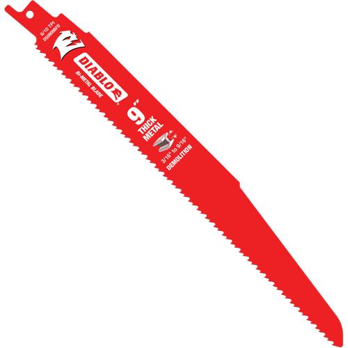 Lame de scie alternative pour la d&eacute;molition et les m&eacute;taux &eacute;pais, Bim&eacute;tal, 8-10 Dents par pouce, 9" lo Planification Entrepots Molloy