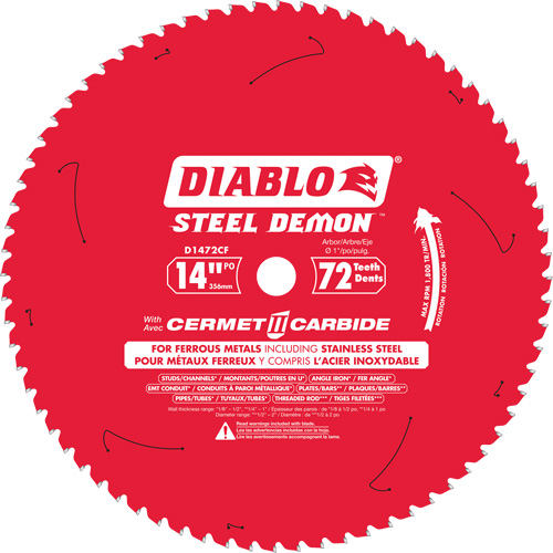 Lame de scie circulaire Cermet II Steel Demon, 14", 72 dents, Pour M&eacute;tal Planification Entrepots Molloy