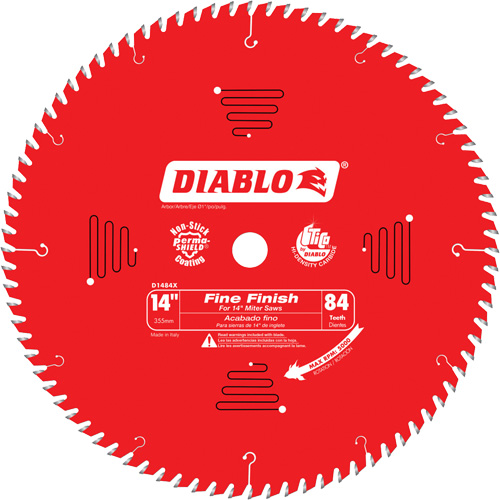 Lame de scie circulaire &agrave; finition fine, 14", 84 dents, Pour Stratifi&eacute;/Bois Planification Entrepots Molloy