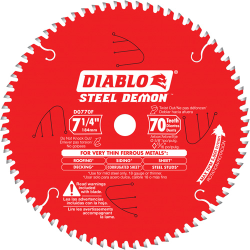 Lame de scie &agrave; d&eacute;couper Steel Demon, 7-1/4", 70 dents, Pour M&eacute;tal Planification Entrepots Molloy