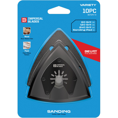 Patin de ponçage triangulaire pour outil oscillant et assortiment de papiers abrasifs One Fit Planification Entrepots Molloy