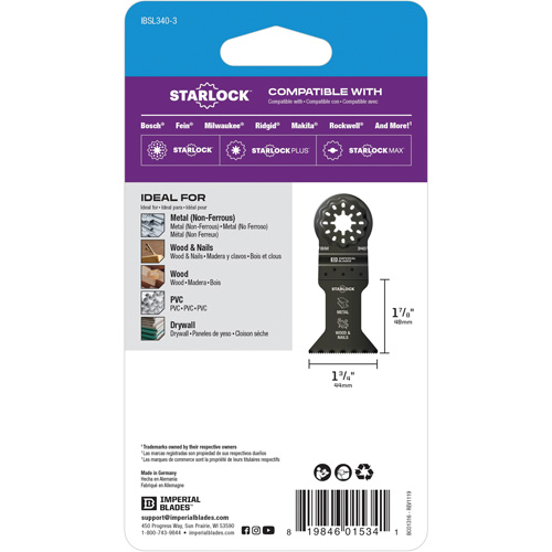 Lame standard pour le m&eacute;tal 1-3/4" Starlock Planification Entrepots Molloy