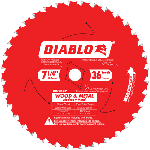 Lame de scie Cermet II Steel Demon, 7-1/4", 36 dents, Pour M&eacute;tal Planification Entrepots Molloy