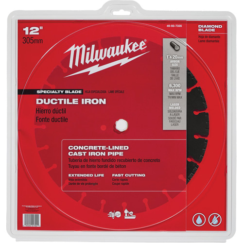 Lame de scie circulaire pour la fonte ductile, 12", Pour Fonte ductile Planification Entrepots Molloy