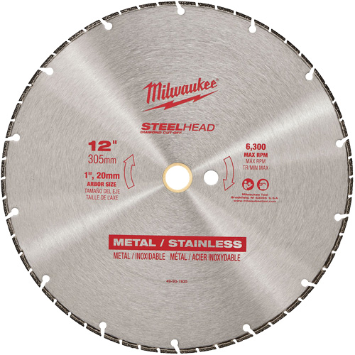 Lame &agrave; tronçonner au diamant Steelhead, 12", Pour M&eacute;tal Planification Entrepots Molloy