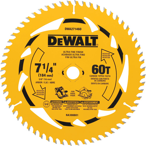 Circular Saw Blade, 7-1/4", 60 Teeth, Wood Use Planification Entrepots Molloy