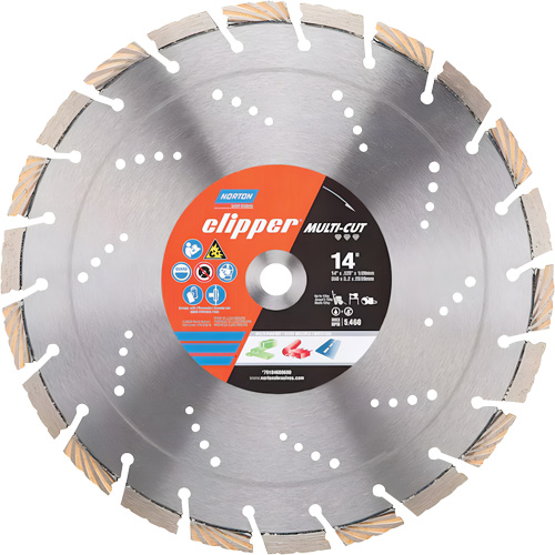 Clipper Multi-Cut Segmented Rim Diamond Blade, 14", Stone/Concrete Use Planification Entrepots Molloy
