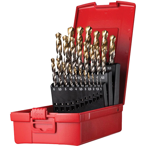 Jobber Length Drill Bit Set, 25 Pieces, High Speed Steel Planification Entrepots Molloy