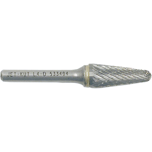 L4-D JET-KUT&reg; Taper Shape Burr with Radius End, 1/4" Dia., 1/4" Shank, 1-1/8" Depth of Cut Planification Entrepots Molloy
